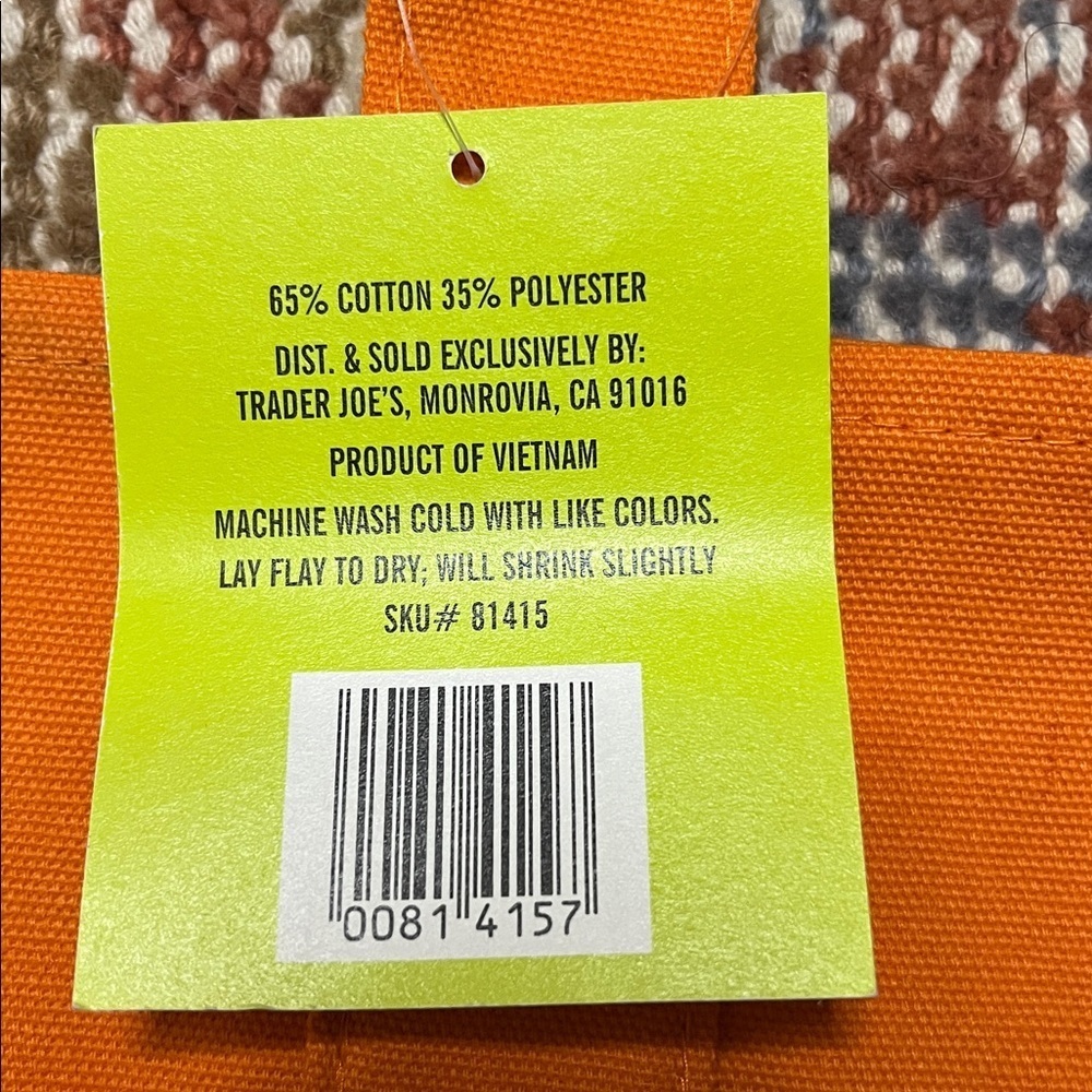 NWT Trader Joe’s Limited Edition Trick or Treat Orange Mini Canvas Tote Bag - Picture 7 of 7